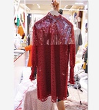 2016韩国代购东大门木耳边蕾丝中领加厚两件套连衣裙打底裙子内搭