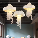 蚕丝布艺吊灯创意个性艺术咖啡厅装饰走廊过道餐厅服装店水母吊灯