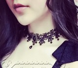 年爱项链新款黑色蕾丝珍珠项链女颈链锁骨链时尚多层韩国短满包