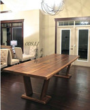美式乡村 实木餐桌 纯木工作桌 设计师创意办公桌 原木咖啡桌书桌