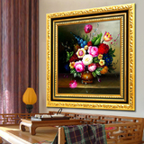 蒙娜丽莎精准印花油画花瓶十字绣 新款客厅花瓶牡丹欧式油画风格