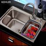 正品科勒水槽 加厚304不锈钢洗碗池 拉丝厨房单槽 一体成型洗菜盆