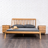 北欧风格床简约现代宜家日式布艺床1.5米白橡木实木床小户型家具