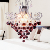 酒红色现代简约水晶吊灯紫色水晶餐厅水晶灯吊灯客厅卧室水晶吊灯