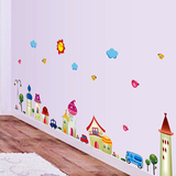 卡通屋城堡房子儿童房书房幼儿园装饰墙贴贴纸小房子小汽车贴纸