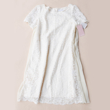夏季女装新款式日本外贸品牌原单短袖品质蕾丝米白色礼服连衣裙