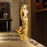 欧式酒店创意家居装饰品客厅时尚工艺品摆设大型落地人物花瓶摆件