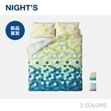 NIGHTS夜家居斜纹全棉被套组合简约三件套纯棉床上用品马赛克硬糖