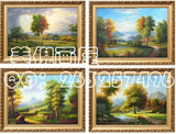 纯手绘欧式美式乡村树林风景油画客厅壁画卧室装饰画餐厅挂画包邮