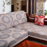 晓笑灰色定制实木沙发垫中式提花植绒布艺沙发巾沙发坐垫抱枕套