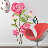 温馨浪漫玫瑰花 客厅卧室沙发床头电视背景装饰壁画防水墙贴纸