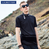 lilbetter男士短袖 夏季新品撞色拼接半袖黑色纯棉潮流青年t恤男