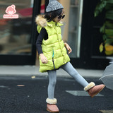 童装2015新款韩版秋冬装加厚儿童3岁4岁5岁宝宝长款带帽女童马甲