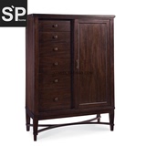 SPhome卧室家具美式新古典欧式实木单门衣柜六斗斗柜储物柜