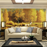电视背景墙壁纸欧式大型壁画田园风景油画3d立体无缝无纺墙布