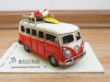救生圈大众巴士汽车铁皮模型 复古家居装饰摆件小工艺品圣诞礼物