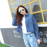 实拍韩国代购春夏季新款韩版做旧深蓝色宽松女牛仔短装外套上衣潮