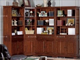 美式地中海白蜡木实木转角书柜现代简约成列展示柜书房家具可定制