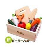 出口仿真蛋糕蔬菜磁性切切盒装布看木袋 水果切切乐木质木制玩具