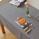 北欧宜家棉麻餐桌布布艺三角形几何图案美式黑白简约现代桌垫台布