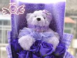 高档礼盒紫色泰迪熊七夕情人节圣诞节生日礼物女生女朋友闺蜜创意