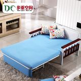 地中海沙发床多功能可折叠1.2米1.5米小户型布艺两用客厅实木懒人