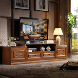 实木电视柜简约胡桃色客厅卧室电视机柜新中式组装伸缩电视柜组合