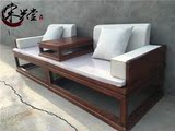 新中式老榆木免漆双拼罗汉床塌禅意茶室沙发床简约沙发床实木家具
