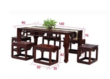 超值热卖餐桌实木小户型中式餐桌长方形新古典一桌六椅老榆木餐桌