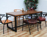 美式钢木餐桌桌子复古做旧工作台简约办公桌时尚创意餐桌定制家具