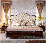 家具简约欧式美式黑檀木实木新古典后现代金箔头层真皮时尚双人床