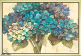 查理夫人 现代新古典餐厅油画手绘 花卉有框装饰画卧室 蓝孔雀花
