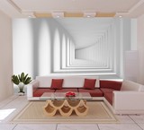 3D立体大型壁画欧式白色拓展延伸空间走廊客厅卧室背景墙纸壁纸