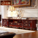 奢华美式电视柜 欧式实木雕花客厅储物柜 简约烤漆1.85 2.2米地柜