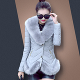 新款棉衣女加厚棉袄2015冬季韩版修身短款时尚大毛领pu皮上衣外套