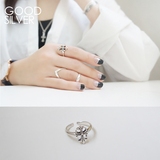 我是好银#韩国s925纯银复古泰银个性克罗心开口戒指做旧女指环