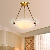 欧式客厅餐厅卧室书房单头灯具现代全铜复古吊灯云石灯饰