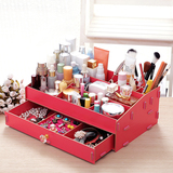 咔托米大容量抽屉式木质桌面收纳盒化妆品收纳盒  创意梳妆收纳箱