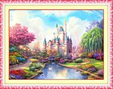 蒙娜丽莎十字绣新款欧式风景画山水画卧室卡通彩虹城堡大幅系列画
