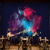 大型壁画 彩色抽象艺术特色涂鸦无纺布墙纸个性咖啡厅酒吧ktv壁纸