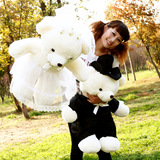创意结婚礼物 婚纱情侣泰迪熊猫大号压床娃娃一对 新婚庆礼品公仔