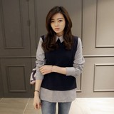 春季女装新款 韩国代购Niponjjuya正品 韩版甜美淑女假两件衬衫