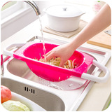可爱点 可折叠厨房沥水篮 洗水果多用洗菜篮 碗筷塑料沥水架