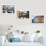 欧洲小镇风景装饰画现代简约卧室沙发背景墙画挂画客厅壁画有框画