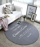 韩国代购卧室床边毯短绒地毯防滑地垫脚垫圆形地毯可机洗深灰条纹