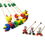 卡通幼儿学步动物手推车玩具宝宝学步1-3岁 儿童木质单杆推推乐