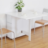 宜家小户型折叠餐桌白色长方形餐台简易储物烤漆饭桌家用特价