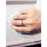 韩国时尚简约罗马数字刻字单钻镶钻14K玫瑰金细钛钢不褪色戒指女