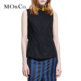 MO&Co.摩安珂夏季款拼接女装上衣 欧美简约时尚翻领无袖衬衫moco