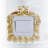欧式孔雀开关贴墙上电源插座保护套创意立体树脂结婚房装饰品墙贴